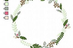 Floral Wreath Leaves Wreath Font Frame Design - EMBROIDERY DESIGN FILE - Instant download - Vp3 Hus Dst Exp Jef Pes format hoop 4x4 5x7 6x10 Product Image 7