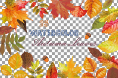 Autumn leafs watercolor clip art pack, watercolor fall frame Product Image 2