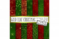 Gold Leaf Christmas Digital Paper Product Image 2