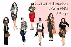 Fashion clipart - Curvy Girls in Animal Print - Light Skin Product Image 2