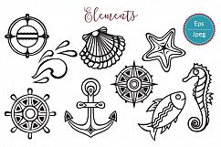 Marine and nautical decor.  Underwater life. Sea ornament. Eps, Png, Jpeg.  Product Image 19