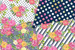 Watercolor floral digital paper - Summer Product Image 4