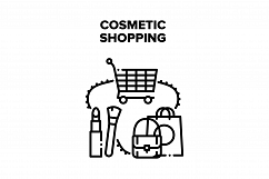 Cosmetic Shopping In Store Vector Black Illustration Product Image 1