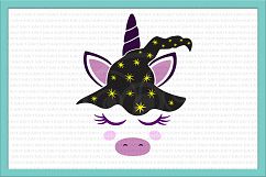 Witch unicorn svg, halloween unicorn svg, unicorn face svg Product Image 1