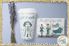 Christmas Snow Queen in Turquoise and Silver 25 PNG images Product Image 1