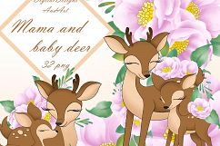 Baby and mama deer clipart Product Image 1