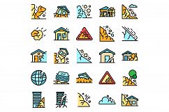 Landslide icons vector flat Product Image 1