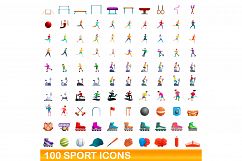 100 sport icons set, cartoon style Product Image 1