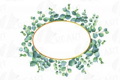 Eucalyptus frames watercolor clip art pack, Eucalyptus leaves design borders. PNG, jpg, svg, vector illustrator &amp; corel files included Product Image 2
