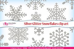 Silver Glitter Snowflakes clipart Product Image 1