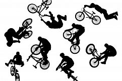 BMX Cyclist Silhouette Vector Set Product Image 1