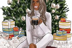 Fashion illustration - Christmas Girl 6 - Dark Skin Product Image 3
