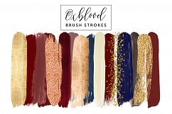 Oxblood Brush Strokes, Gold Brush Strokes Clip Art Product Image 1