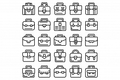 Briefcase icons set, outline style Product Image 1