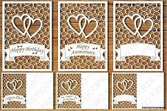 Happy Birthday, Happy Anniversary, Greeting Card blank SVG files for Silhouette Cameo and Cricut. Clipart PNG transparent included. Product Image 1