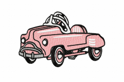 RETRO Pedal Car ~ Machine Embroidery Design in 2 sizes - Instant Download ~ Hurtling Down the Hill in our Pedal Cars Product Image 1