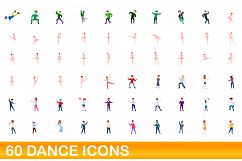 60 dance icons set, cartoon style Product Image 1