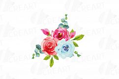 Boho pink and blue watercolor wedding bouquets, floral png Product Image 5