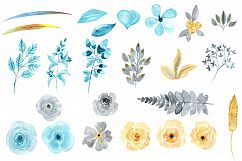 Watercolor Mint Floral clipart Product Image 2