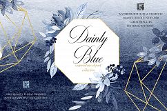 Dainty blue watercolor clipart. Navy blue wedding design. Product Image 3