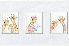 Watercolor giraffe portrait, giraffe family clipart Product Image 8
