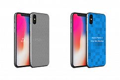 Apple iPhone X Vinyl Skin Design Mockup Front-Back Angled Product Image 2