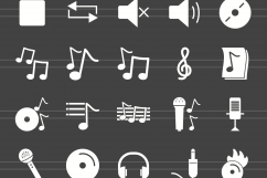 90 Music &amp; Multimedia Glyph Inverted Icons Product Image 2