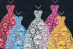 100 Diamond Bridal Dress Clip Arts, Diamond Wedding Gowns Product Image 1