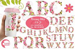 Floral alphabet clipart, graphics, illustrations AMB-1104 Product Image 1