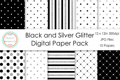 Black and Silver Glitter Digital Paper Product Image 1