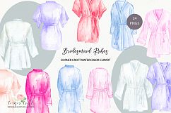 Watercolor bridesmaid robe clipart  Product Image 1