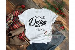 Christmas White TShirt Bella Canvas Mockup 3001 Unisex Shirt Product Image 1