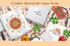 Pizza Doodles set. Vector elements and seamless patterns. Product Image 6