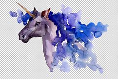 Magic blue and pink unicorns PNG watercolor set Product Image 4