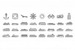 Ocean cruise icons set, outline style Product Image 1