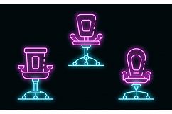 Desk chair icons set vector neon Product Image 1