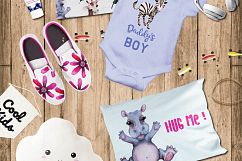 Baby animals. Cute watercolor zebra, hippo, lemur, tiger etc Product Image 5
