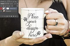 Girl woman holding cup in hands coffee 11oz psd mug mock up Product Image 3
