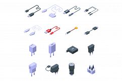 Charger icons set, isometric style Product Image 1