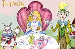 Alice in Wonderland Watercolor Clipart Images Product Image 4