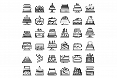 Cake icons set, outline style Product Image 1