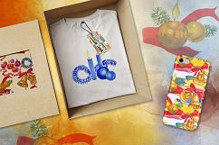 ollection of festive candles PNG watercolor set Product Image 2