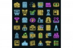 Lesson icons set vector neon Product Image 1