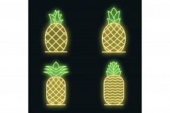 Pineapple icons set vector neon Product Image 1