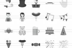 100 Party Flat Greyscale Icons Product Image 2