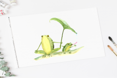 Watercolor Mother &amp; Baby - Frogs - Clip Art &amp; Print Product Image 2