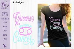 Cancer sign svg, Zodiac quote svg, Queens quote svg, born as svg,  word art svg,  Product Image 1