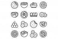 Falafel icons set, outline style Product Image 1