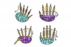 Bagpipes icon set line color vector Product Image 1