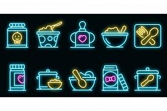 Baby kitchen icons set vector neon Product Image 1